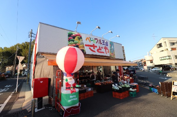 べじたフル王国さどや(新鮮な青果から、食料品・日用品も取り扱っています。日曜定休。営業時間は10時～20時)
