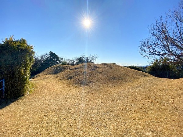 稲荷前古墳群　(前方後円墳・前方後方墳・円墳・方墳の計10基の古墳と、３つの横穴群からなる古墳。群散策路もあり、ベンチが所々に設置されている。)