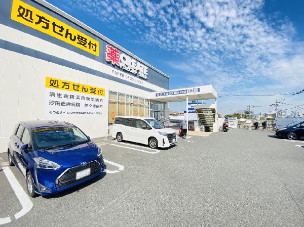 クリエイトSD鶴見下末吉店(医薬品、化粧品、日用品、ベビー用品はもちろん、野菜、精肉、冷凍食品、酒、たばこも取扱う。駐車場有。)